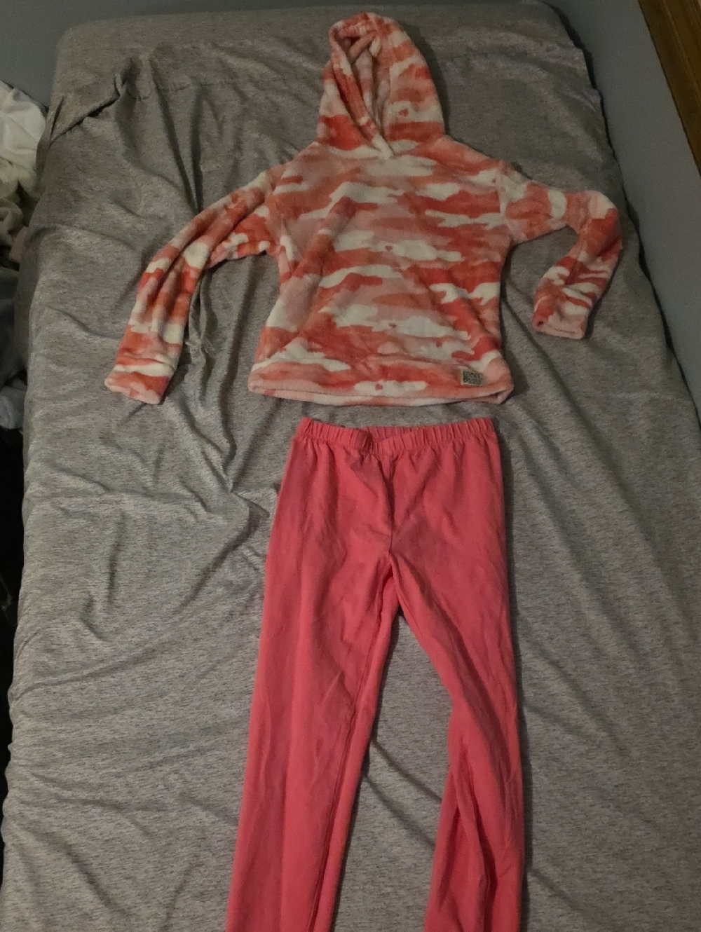 Lucky Brand Coral & White Fleece Hoodie With Pink Pants